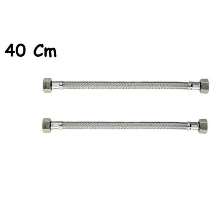 COPPIA TUBO FLESSIBILE 40CM TUBI ACQUA CALDA E FREDDA CALDAIA 1/2X1/2 DGO-171
