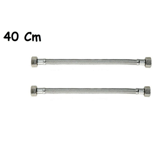 COPPIA TUBO FLESSIBILE 40CM TUBI ACQUA CALDA E FREDDA CALDAIA 1/2X1/2 DGO-171