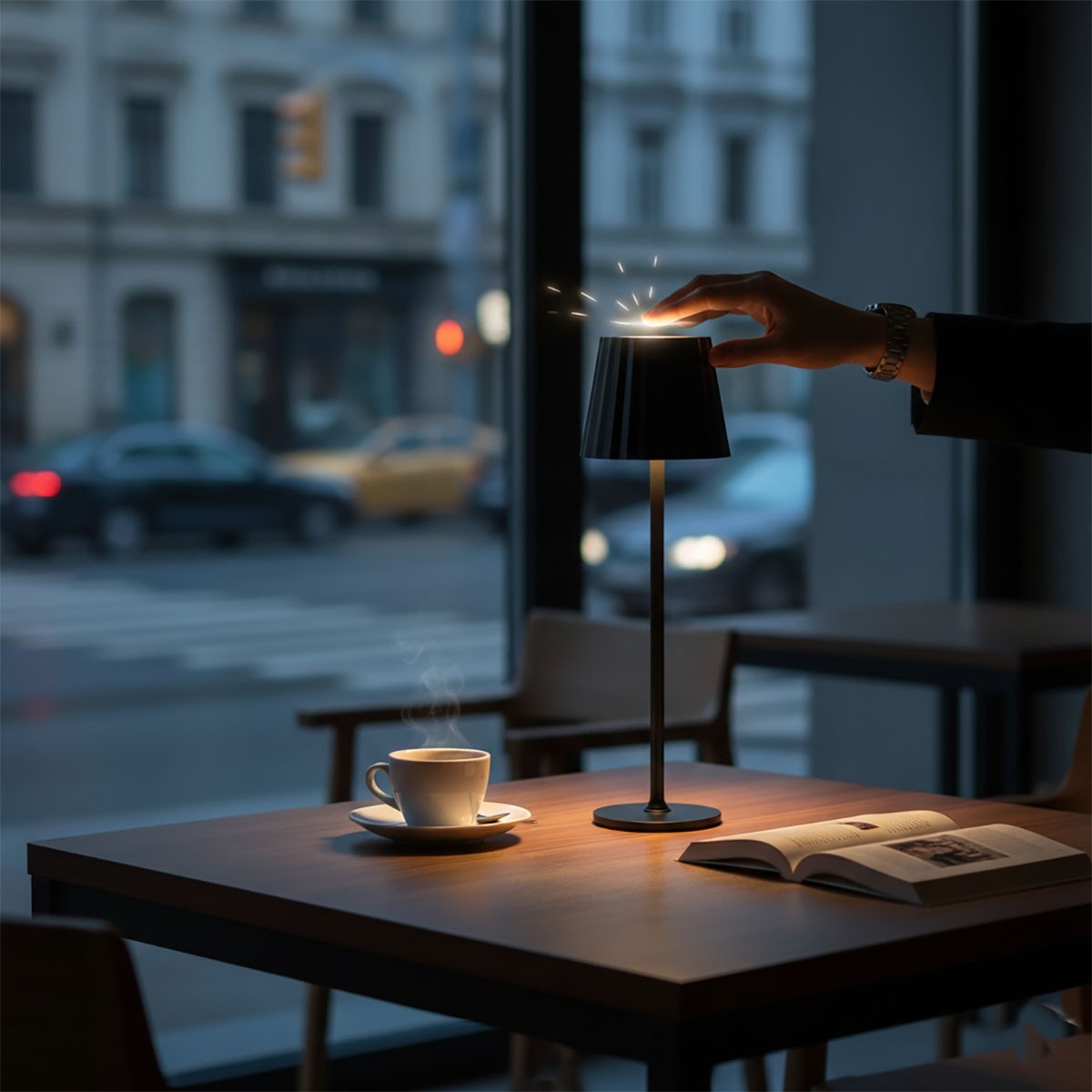 LAMPADA TAVOLO TOUCH LED MODERNA RICARICABILE BAR HOTEL RISTORANTE NERO TD-306