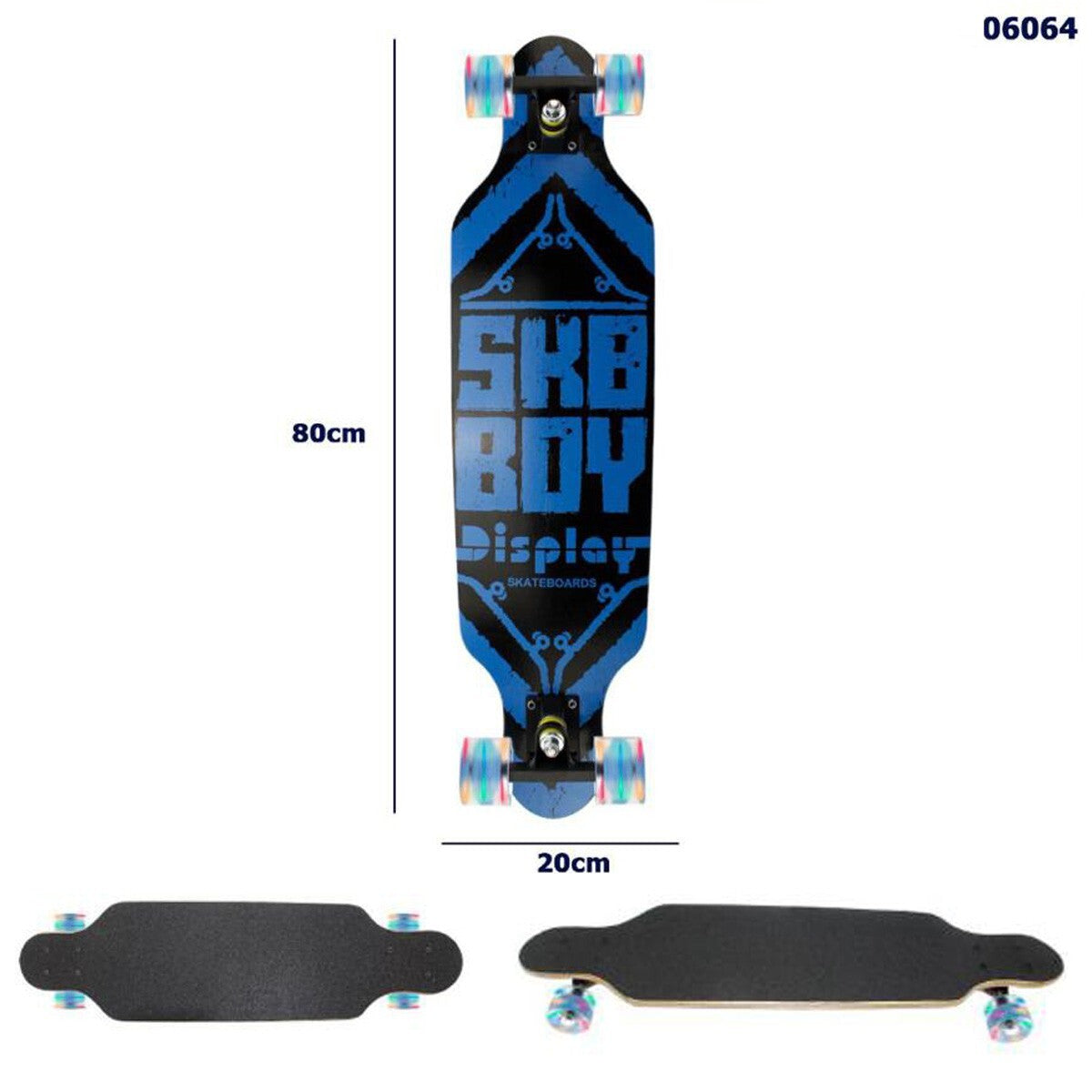 SKATEBOARD SKATE IN LEGNO FANTASIA COLORATO BAMBINI RAGAZZI 80CM 06064
