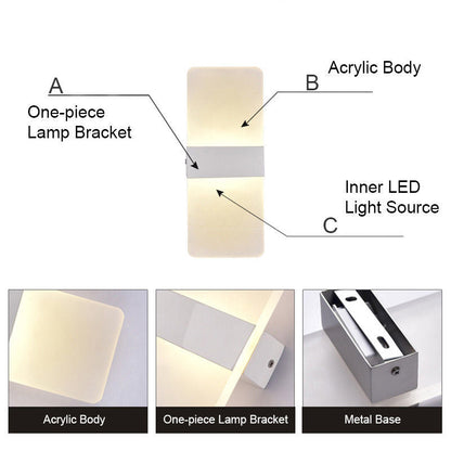 APPLIQUE A LED DA PARETE CASA ARREDO MODERNO LAMPADA 3000K 16W LUCE CALDA MURO