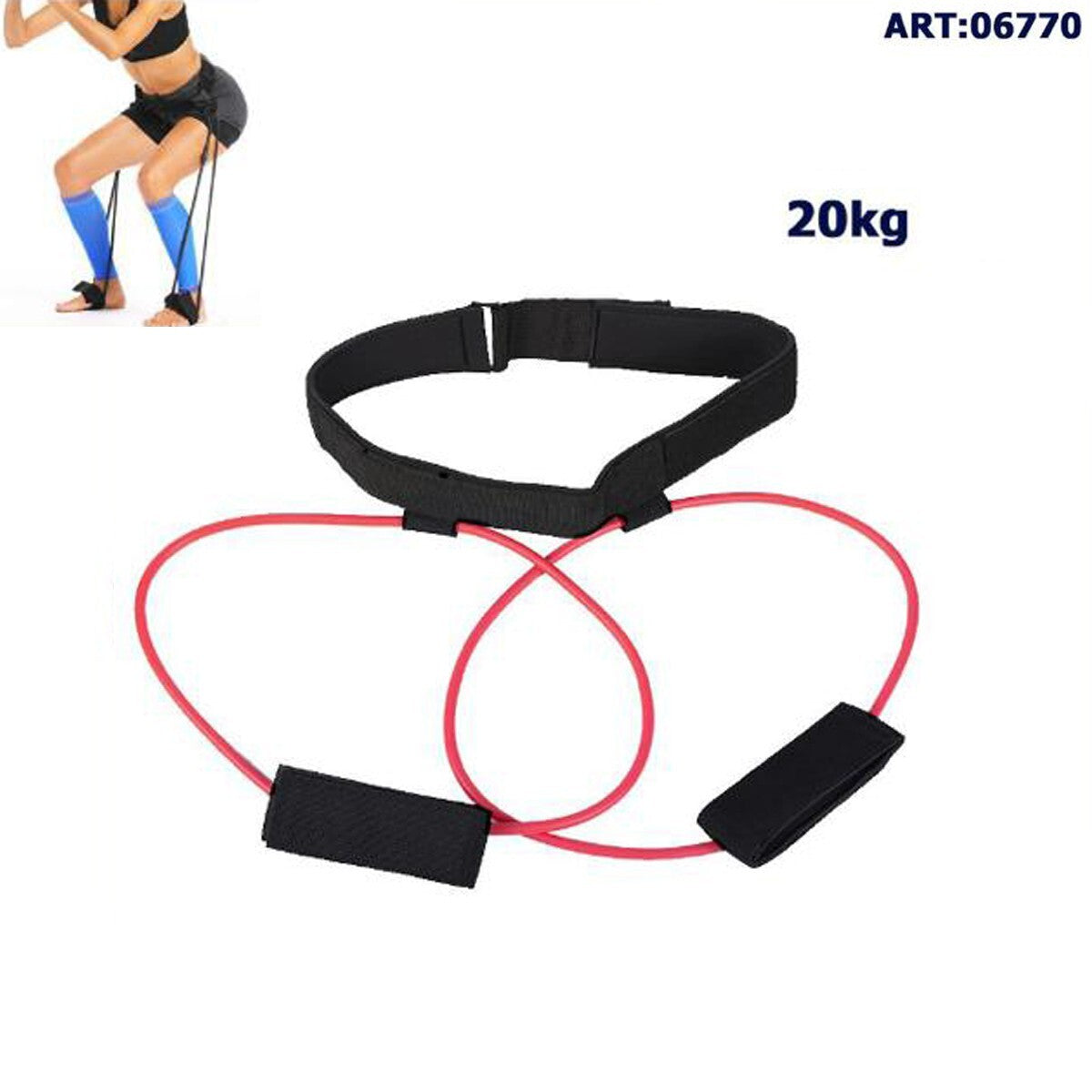 CORDA CON CINTURA VITA BANDA DI RESISTENZA ELASTICO  FITNESS PILATES YOGA 20KG*