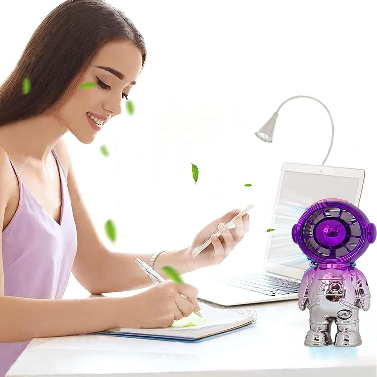 MINI VENTILATORE ASTRONAUTA PORTATILE RICARICABILE USB VIAGGI PICNIC UFFICIO
