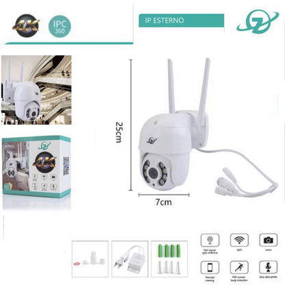 TELECAMERA IP CAM WIFI CAMERA DOME WIRELESS ESTERNO SD 2MP PTZ HD 8 LED 8176QJ