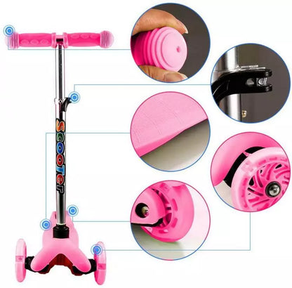 3-Rad-Roller für Jungen/Mädchen, höhenverstellbar, Bremse, Lichter (Orange)
