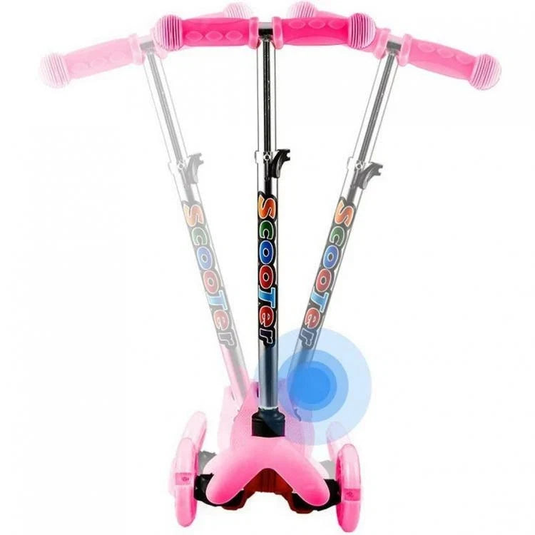 Dreirad-Roller für Kinder Höhenverstellbar Bremse Lichter (Fuchsia)