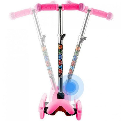 Dreirad-Roller für Kinder Höhenverstellbar Bremse Lichter (Fuchsia)