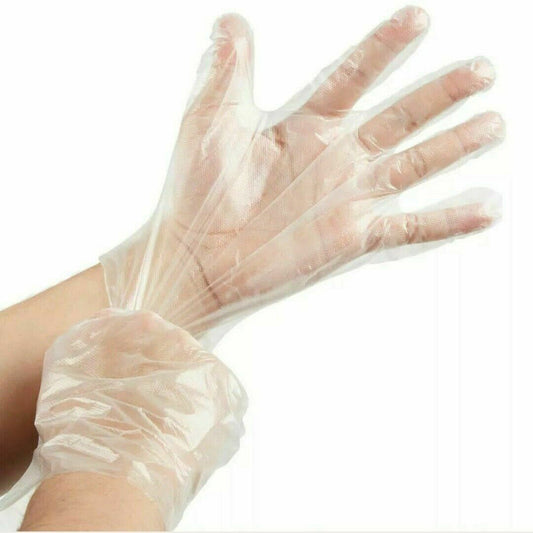 100 GUANTI MONOUSO TRASPARENTE TAGLIA UNICA PARRUCCHIRE SPESA PLASTICA GUANTO