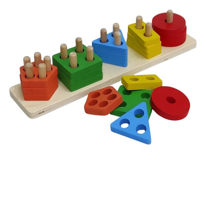 GIOCO EDUCATIVO IN LEGNO FORME GEOMETRICHE COLORATE MONTESSORI BAMBINI 52296A