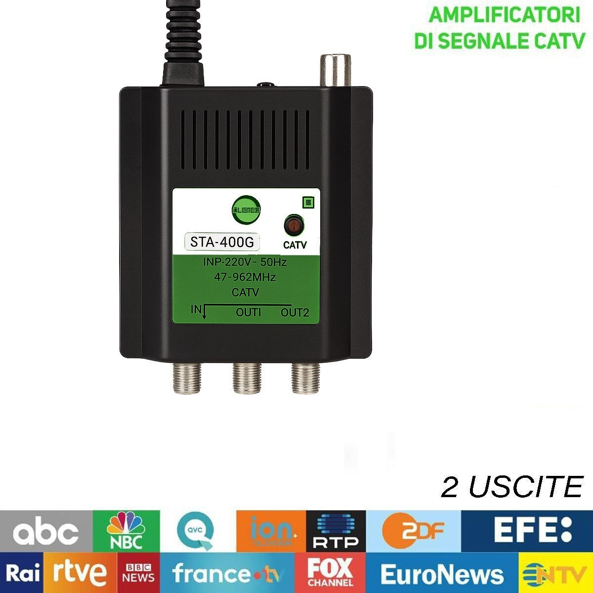 AMPLIFICATORE SDOPPIATORE SEGNALE TV VIDEO SEGNALE ANTENNA IN-OUT CATV 3 USCITE