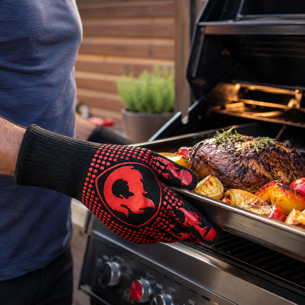 GUANTO BBQ DA FORNO CUCINA PER BARBECUE IGNIFUGO RESISTENTE CALORE FINO A 800°