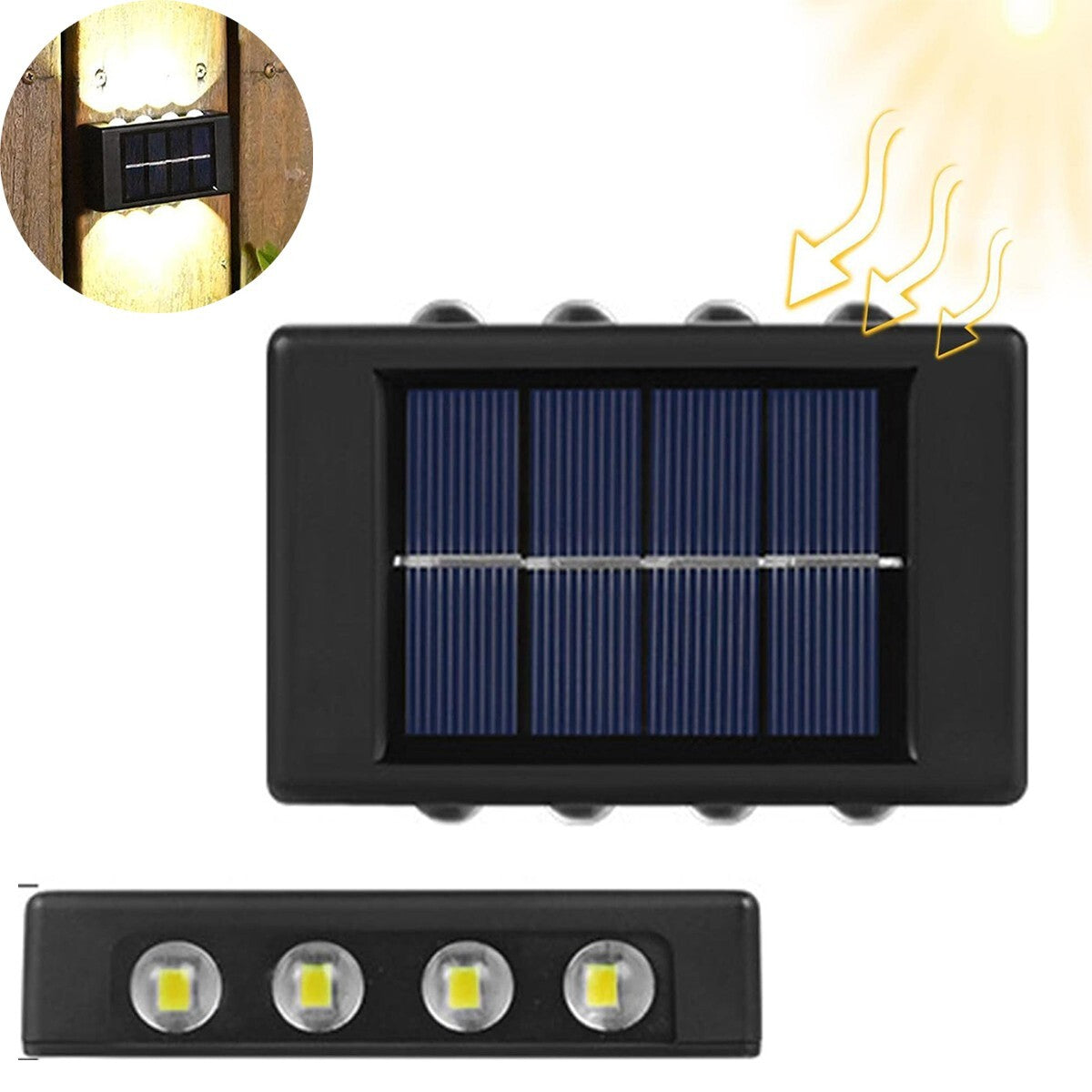 APPLIQUE LAMPADA 8 LED MURO PARETE SOLARE IP65 BIDIREZIONALE GIARDINO TE-B0568