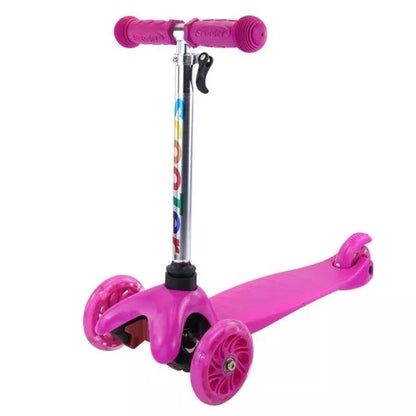 Dreirad-Roller für Kinder Höhenverstellbar Bremse Lichter (Fuchsia)
