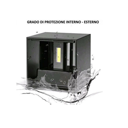APPLIQUE NERO CUBO LED 10W FARETTO LAMPADA PARETE MURO LUCE FREDDO 6000K