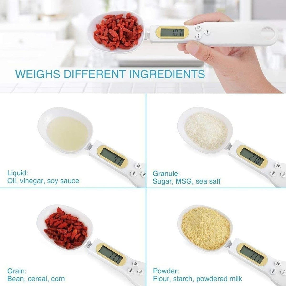 CUCCHIAIO BILANCIA BILANCINO DIGITALE DI PRECISIONE DA CUCINA 0.1 - 500G GRAMMI