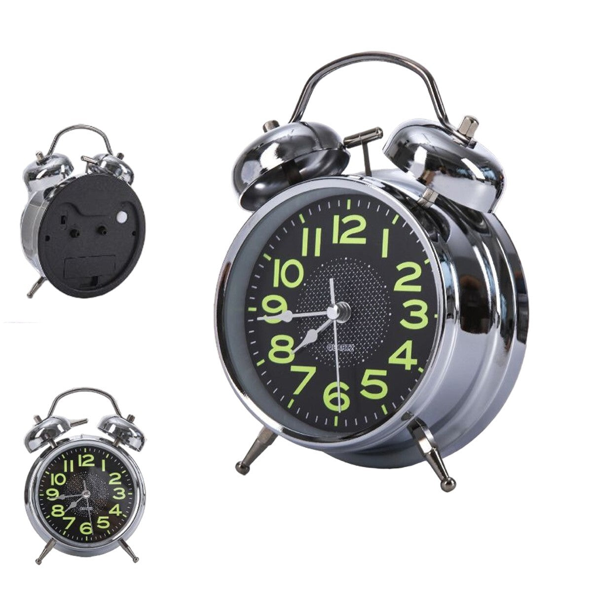 SVEGLIA OROLOGIO DA TAVOLO ANALOGICO RETRO DOPPIA CAMPANA RETROILLUMINAZIONE
