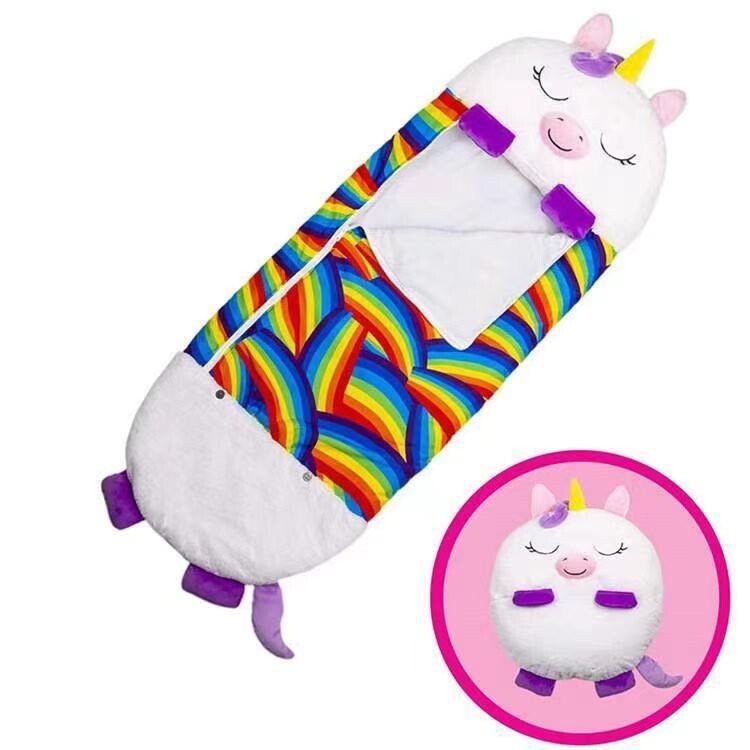 SACCO A PELO BAMBINI CARTONI UNICORNO CUSCINO MORBIDO PIEGHEVOLE