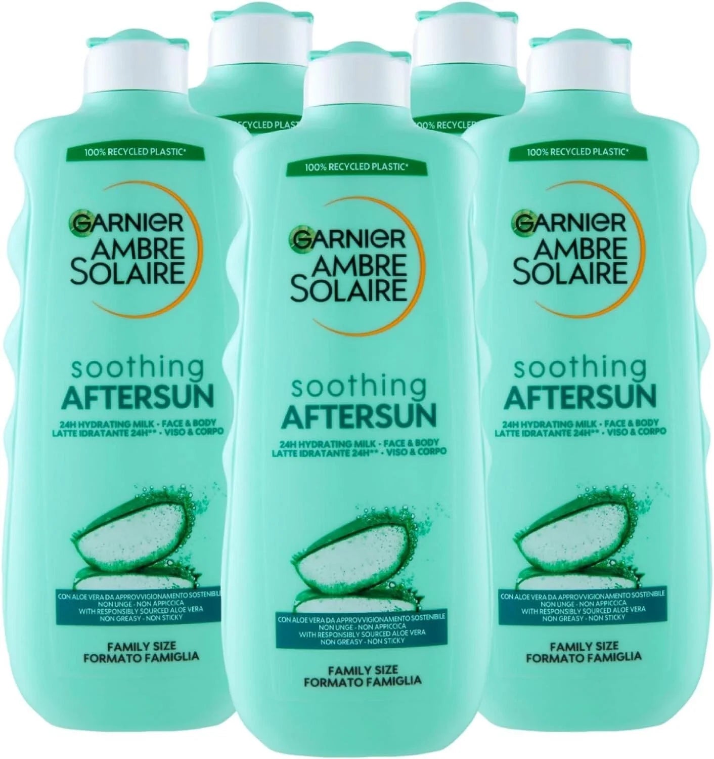 5pz Garnier Ambra Solaire Doposole Latte Idratante Lenitivo Con Aloe Vera 400Ml