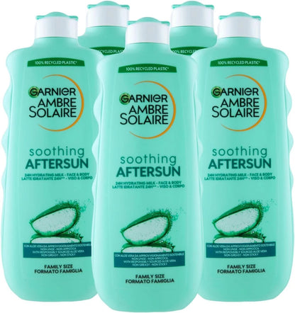 5pz Garnier Ambra Solaire Doposole Latte Idratante Lenitivo Con Aloe Vera 400Ml