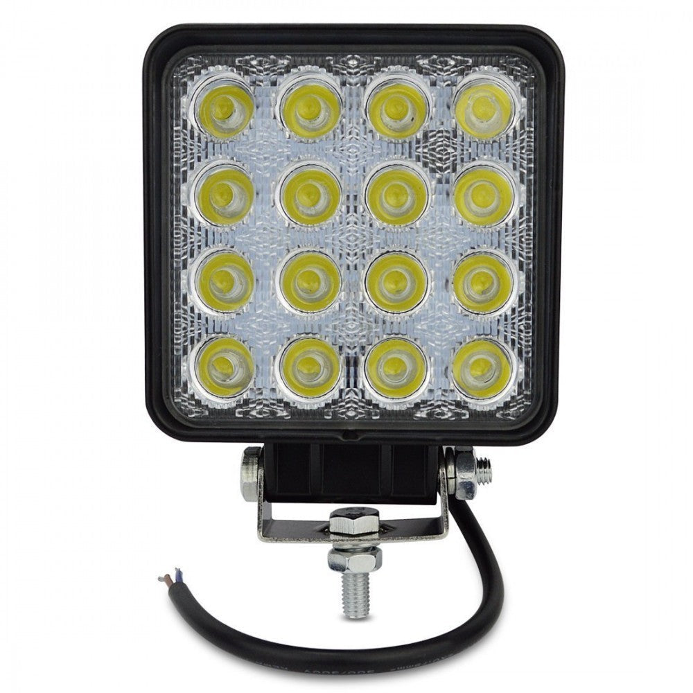 FARO 48W PROFONDITA AUTO BARCA FUORISTRADA 12V QUADRATO 16 LED 6000K IP67 SLIM