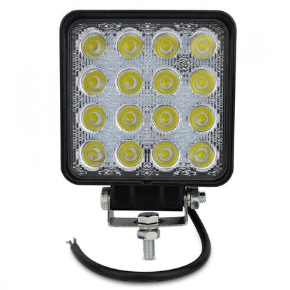 FARO 48W PROFONDITA AUTO BARCA FUORISTRADA 12V QUADRATO 16 LED 6000K IP67 SLIM