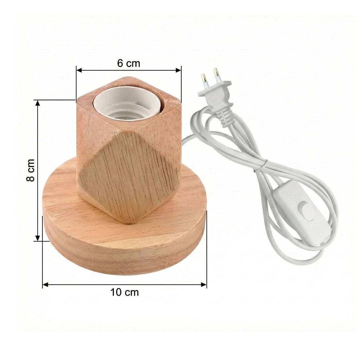 LAMPADA DA TAVOLO LEGNO E27 BASE PORTALAMPADA DESIGN MODERNO COMODINO TD-325