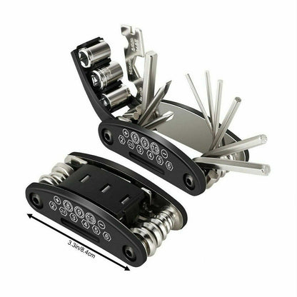 KIT MULTIFUNZIONE 16 IN 1 ATTREZZI BICICLETTA CHIAVI RIPARAZIONE BICI BIKE 94279