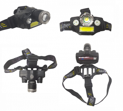 Stirnlampe Wiederaufladbar 4 LEDs Angeln Jagen Fahrrad Zoom T6