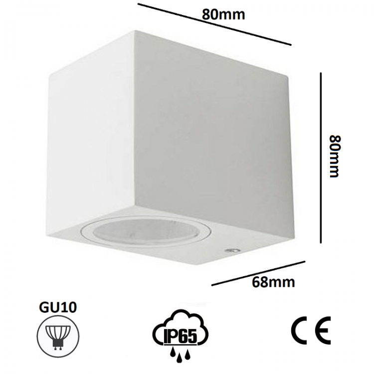 LED-Außenwandleuchte Gartenlampe GU10 Fassung Wandstrahler IP65/WEISS