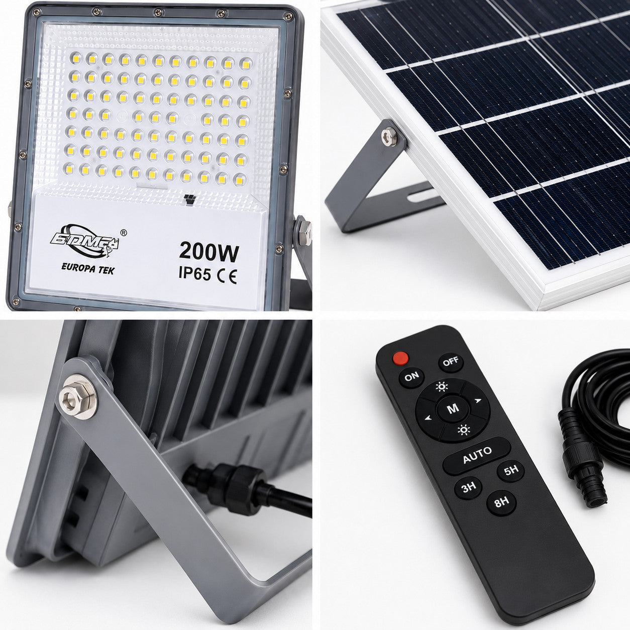 FARO LED FARETTO PANNELLO SOLARE CREPUSCOLARE TELECOMANDO DA 3000K A 6500K 200w