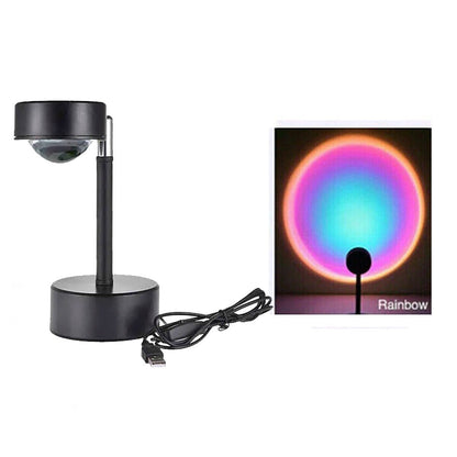 LAMPADA PROIETTORE ATMOSFERA LED TRAMONTO ARCOBALENO LUCE ORIENTABILE USB SUNSET