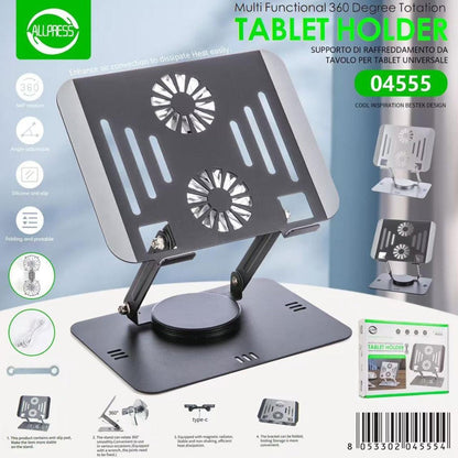 SUPPORTO TAVOLO DISSIPATORE VENTOLA 360°  E  DISSIPAZIONE CALORE