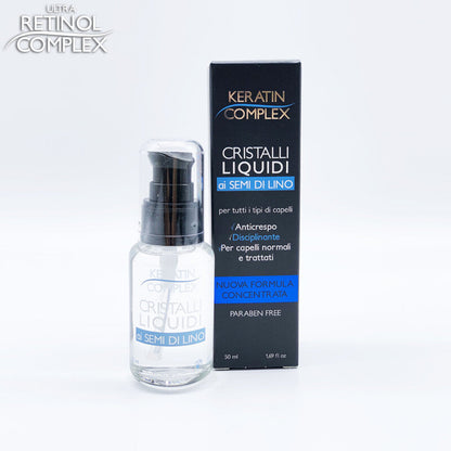 RETINOL COMPLEX CRISTALLI LIQUIDI CAPELLI OLIO SEMI DI LINO KERATIN NO PARABENI