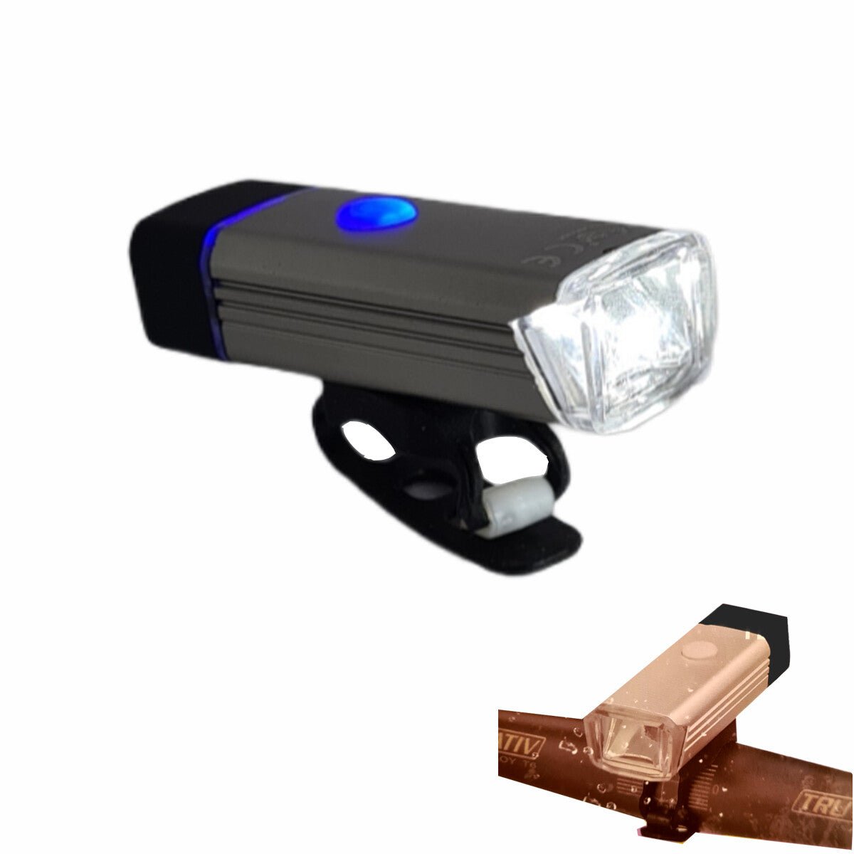 LUCE ANTERIORE LED RICARICABILE USB BICI CICLO BICICLETTA BIANCO TE-B0356