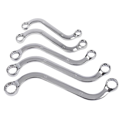SET 5 CHIAVI DA MECCANICO COMBINATE TIPO S FISSE AUTO ANELLO POLIGONALI 10-19MM