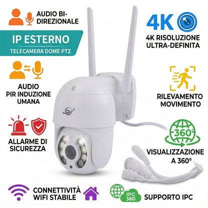 TELECAMERA IP CAM WIFI CAMERA DOME WIRELESS ESTERNO SD 2MP PTZ HD 8 LED 8176QJ