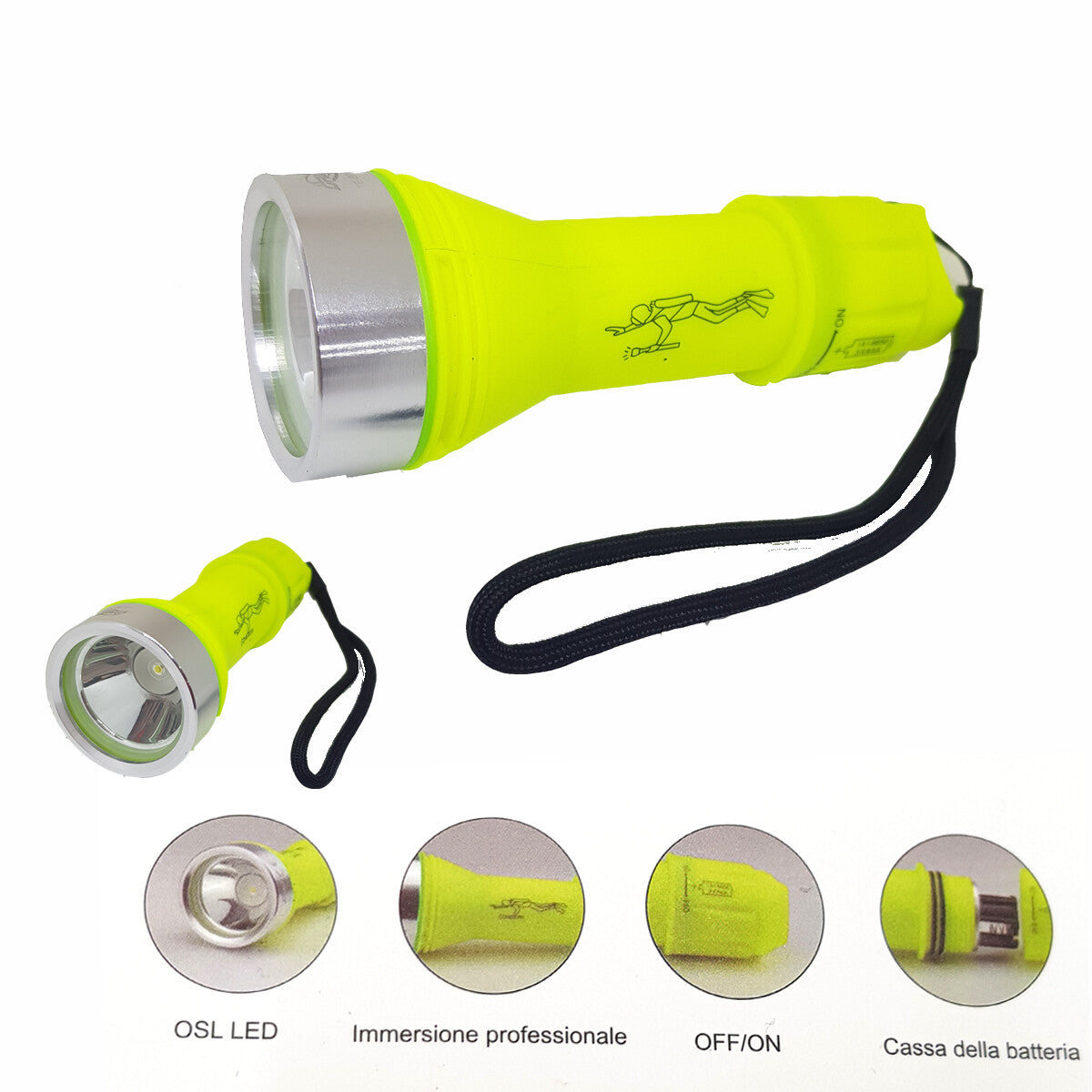 TORCIA LED SUB SUBACQUEA IMPERMEABILE SOTTO ACQUA CREE LED 300 LM PESCA TE-B0127