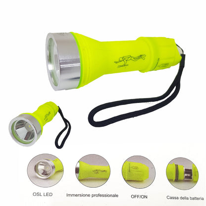 TORCIA LED SUB SUBACQUEA IMPERMEABILE SOTTO ACQUA CREE LED 300 LM PESCA TE-B0127