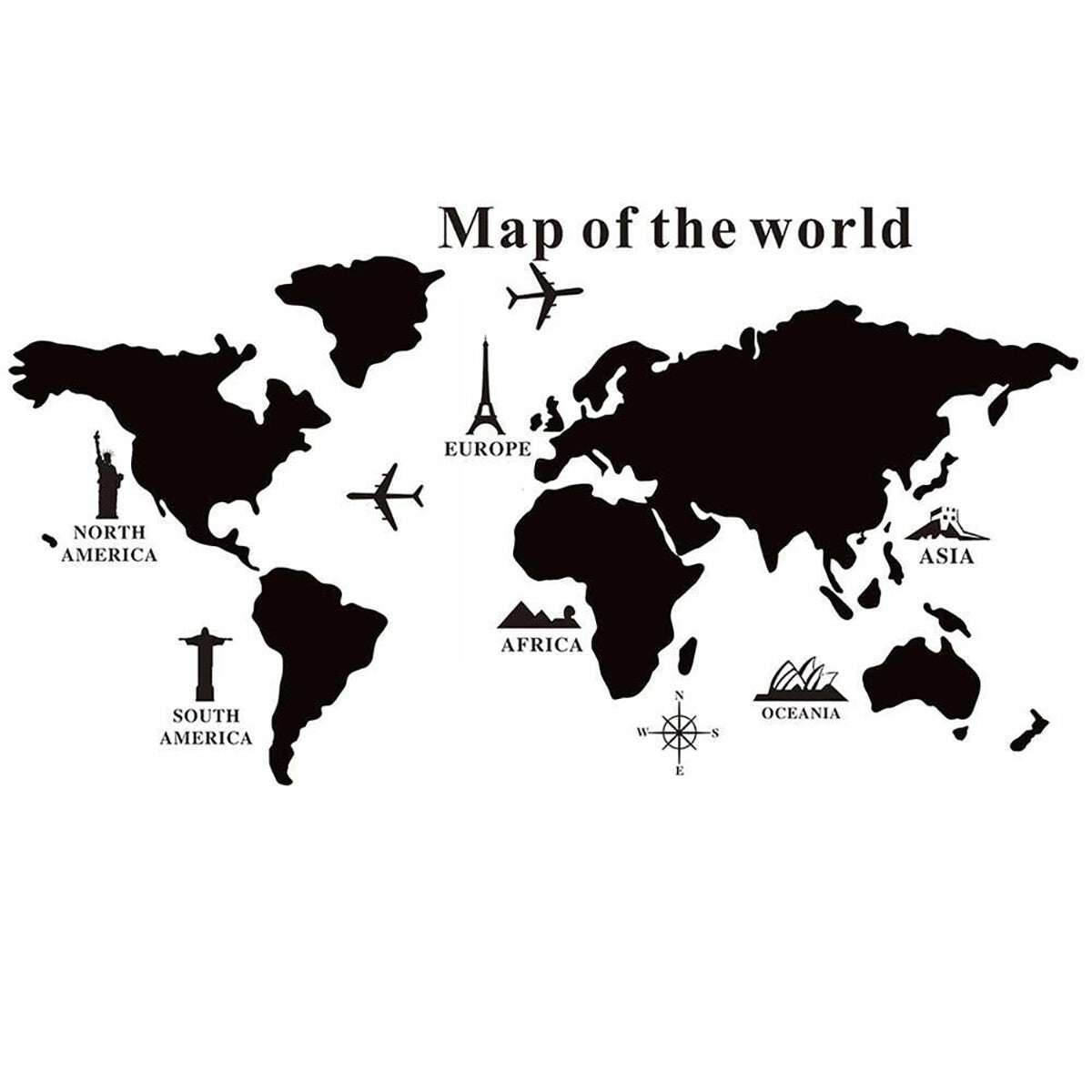 LAVAGNA BACHECA PUZZLE MAPPA MONDO GLOBO 102 CM PVC ADESIVO DA PARETE + GESSETTI
