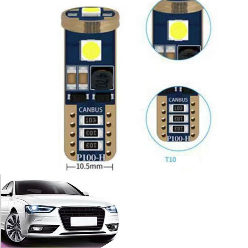 COPPIA LAMPADINE 3 LED SMD T10 3030 AUTO 6000K CANBUS 2.4W LAMPADINA 12V CA02715