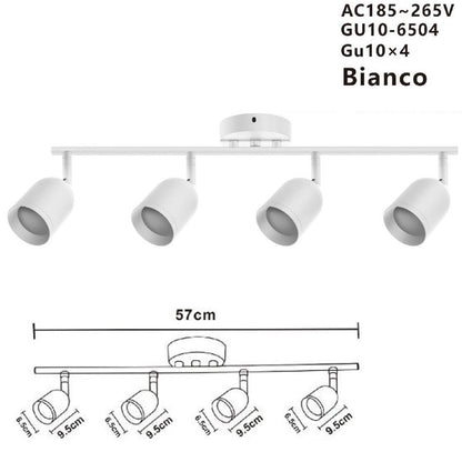 APPLIQUE 4 FARETTI 6.5*9.5CM SOFFITTO PLAFFONIERA ORIENTABILI GU10 LED BIANCO 04