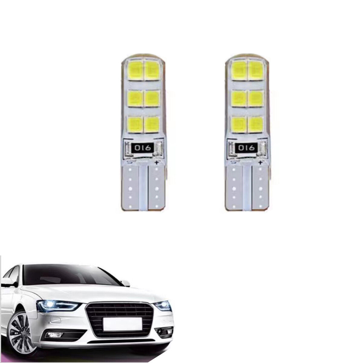 COPPIA LAMPADINE 12 LED SMD 2835 T10 AUTO 6000K CANBUS 1.5W LAMPADINA 12V 02731