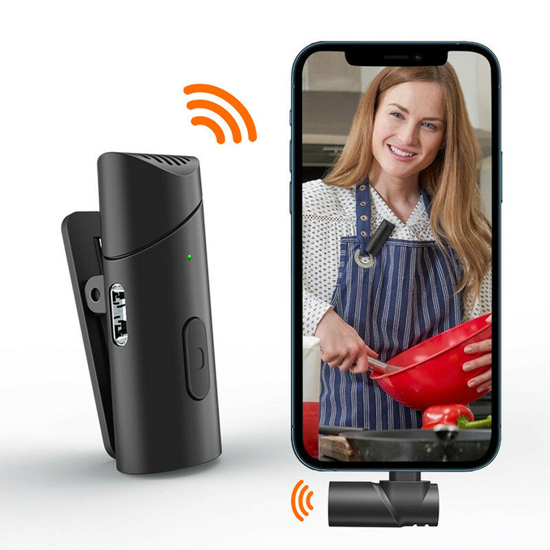 MICROFONO WIRELESS 2.4 GHZ CLIP ON TYPE C CELLULARE  RIDUZIONE RUMORE 66B