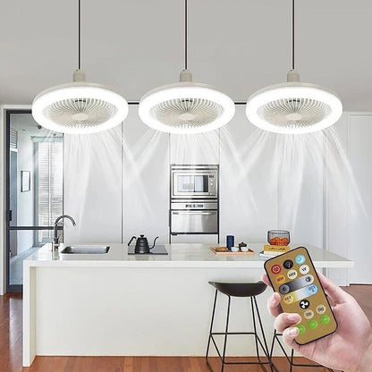 VENTILATORE PLAFONIERA LED DA SOFFITTO E27 REGOLABILE TELECOMANDO 30W AS-01579