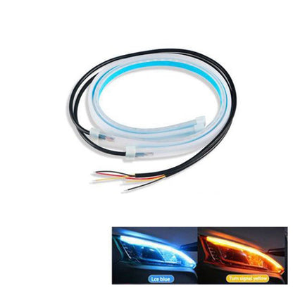 STRISCIA FARO AUTO LED TUBO NEON 12V FLESSIBILE 60CM ICE BLU GIALLO AMBRA 03041