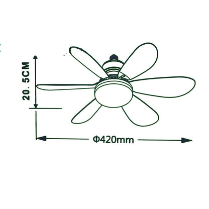 LAMPADA VENTILATORE PLAFONIERA LED SOFFITTO E27 DIMMERABILE 6 PALE TELECOMANDO