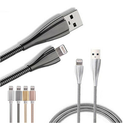 CAVO USB RICARICA TRASFERIMENTO DATI smartphon COMPATIBILE IPHONE IOS ACCIAIO