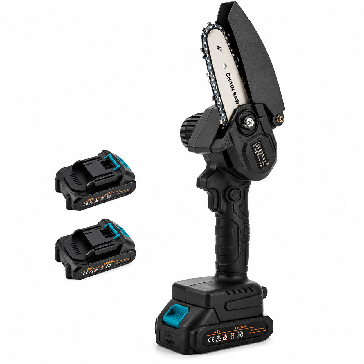 MINI MOTOSEGA 4" PORTATILE RICARICABILE A BATTERIA 48V POTATURA LEGNO SEGA 08208