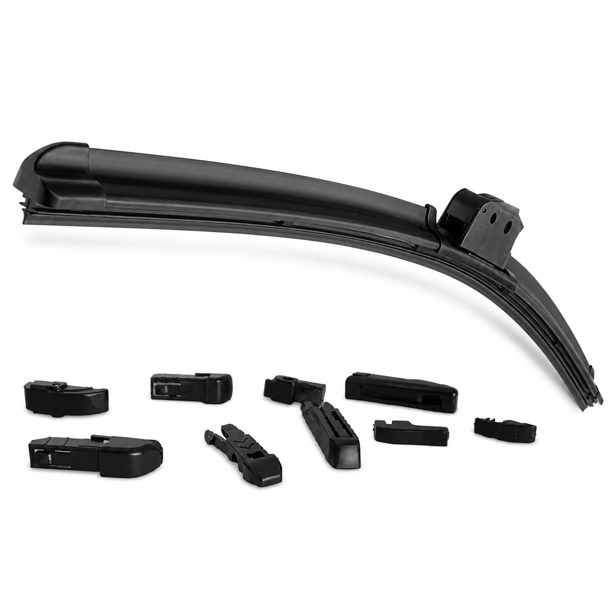 SPAZZOLE TERGICRISTALLI PIOGGIA UNIVERSALE AUTO AERO FLAT 9 ATTACCHI 22" 550 mm