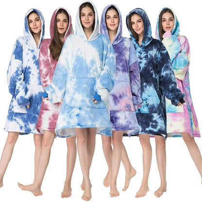 FELPA CON CAPPUCCIO PILE COPERTA GRANDI DIMENSIONI CALDA OVERSIZE INDOSSABILE